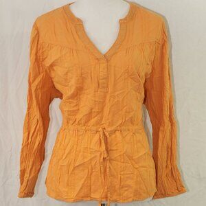 BOHO Hippie Style EUC Falls Creek Womens XL Mustard Yellow Cotton Shirt